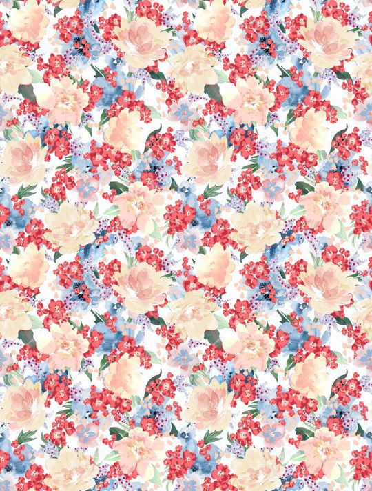 水彩花卉印花华亿平台图片