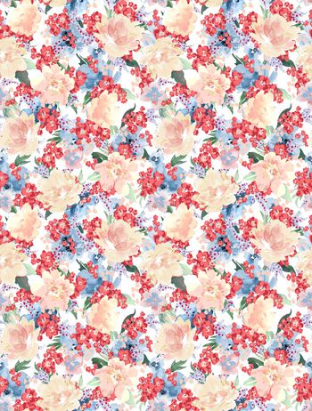 水彩花卉印花华亿平台图片