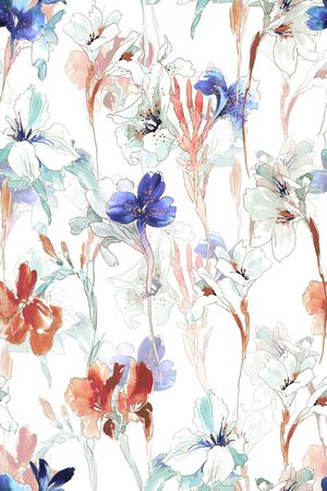 清爽底花卉印花华亿平台图片