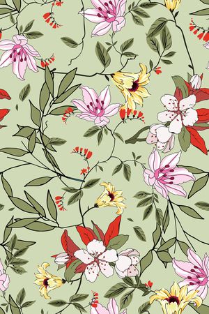 清爽花卉印花华亿平台图片