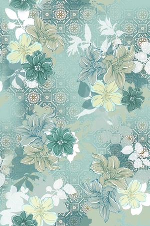 几何花卉印花华亿平台图片