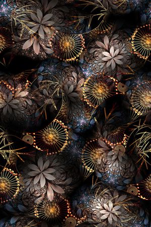 黑底花卉印花华亿平台图片