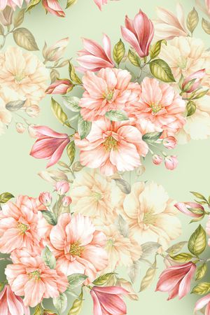 清爽底花卉印花华亿平台图片