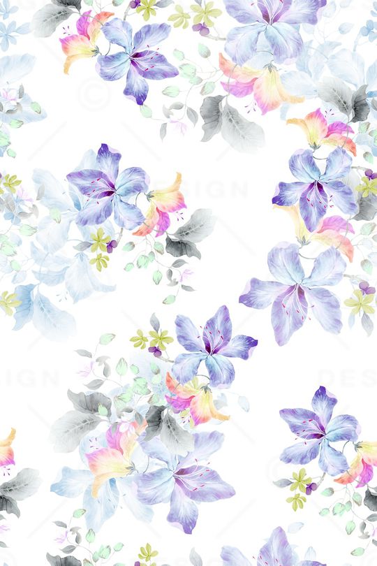 清爽底花卉印花华亿平台图片