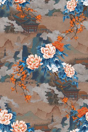 中国风印花华亿平台图片