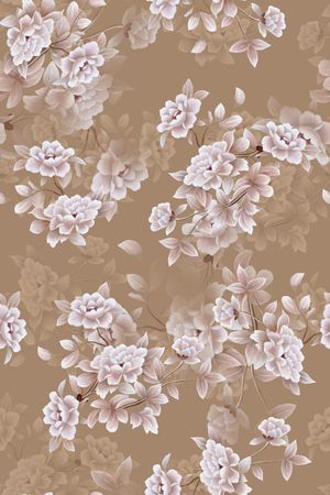 清爽底花卉印花华亿平台图片