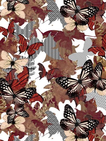 花卉蝴蝶印花华亿平台图片