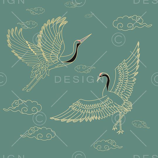 仙鹤印花华亿平台图片