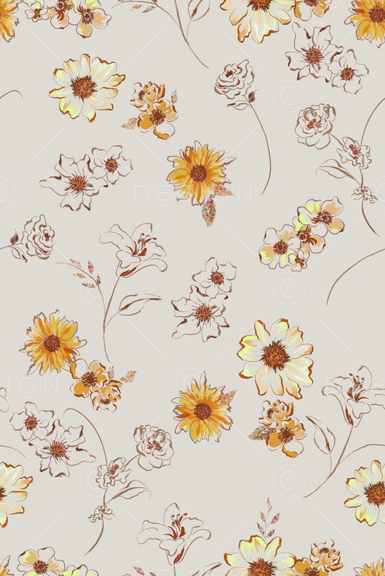 手绘花卉印花华亿平台图片