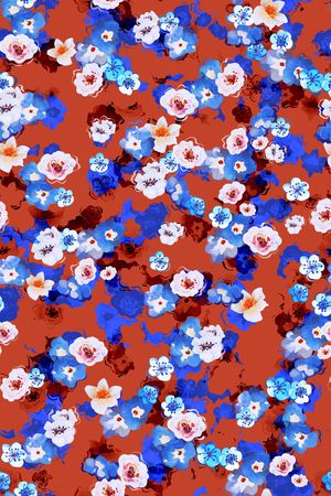 手绘花卉印花华亿平台图片