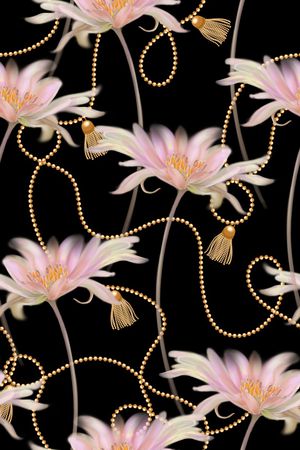 黑底花卉印花华亿平台图片