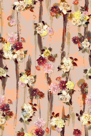 手绘花卉印花华亿平台图片