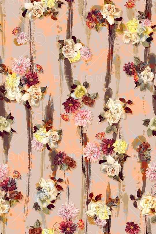 手绘花卉印花华亿平台图片