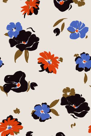 手绘花卉印花华亿平台图片