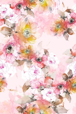 清爽底花卉印花华亿平台图片