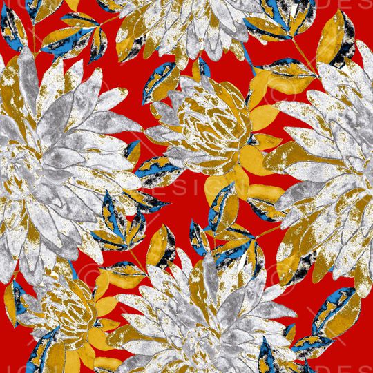 民族花卉印花华亿平台图片