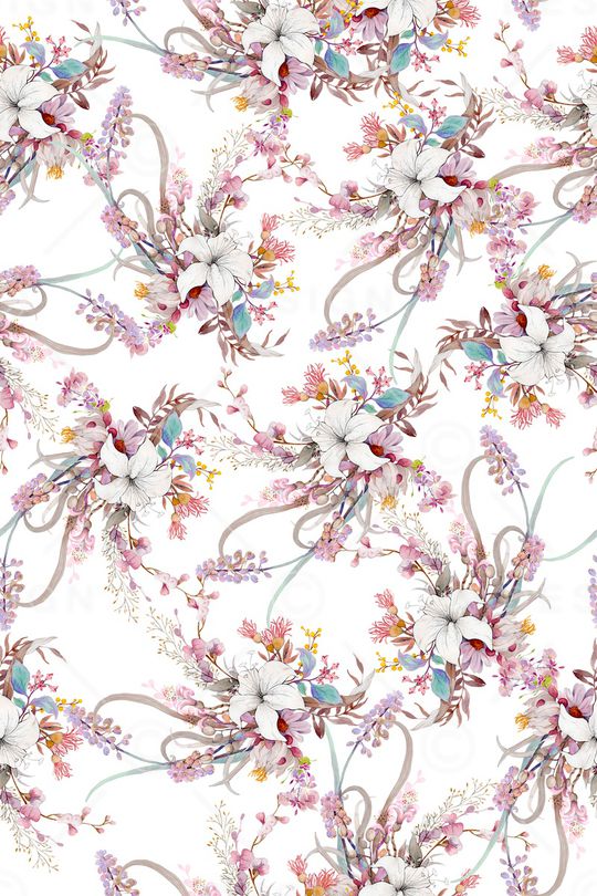 清爽底花卉印花华亿平台图片