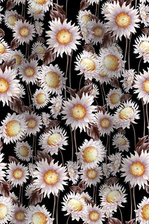 黑底花卉印花华亿平台图片