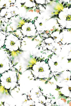 水彩花卉印花华亿平台图片