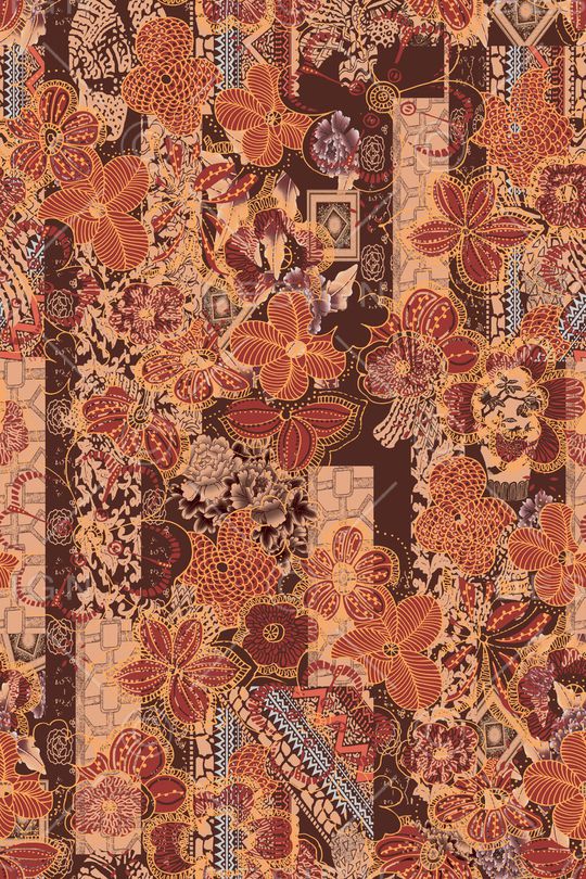 抽象花卉印花华亿平台图片