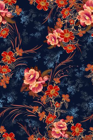 抽象花卉印花华亿平台图片