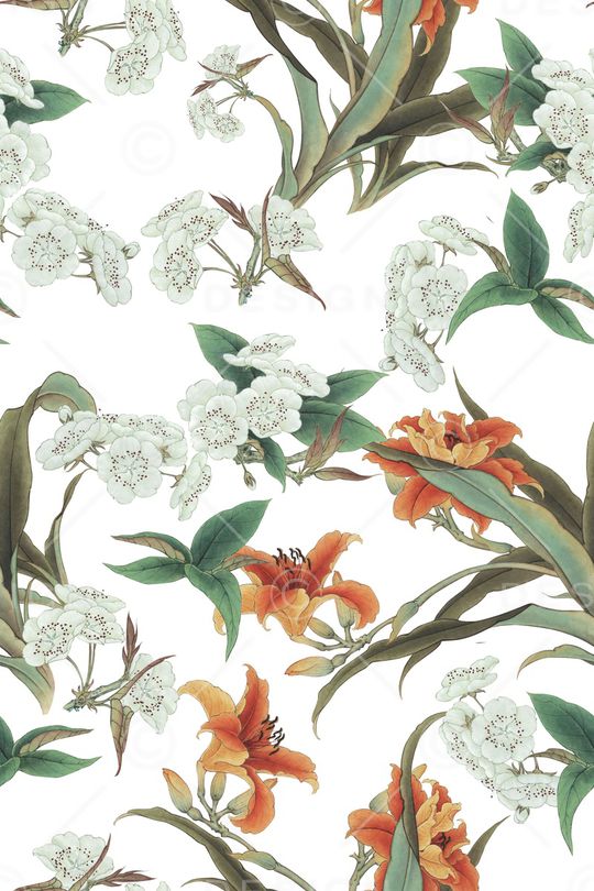 清爽底花卉印花华亿平台图片