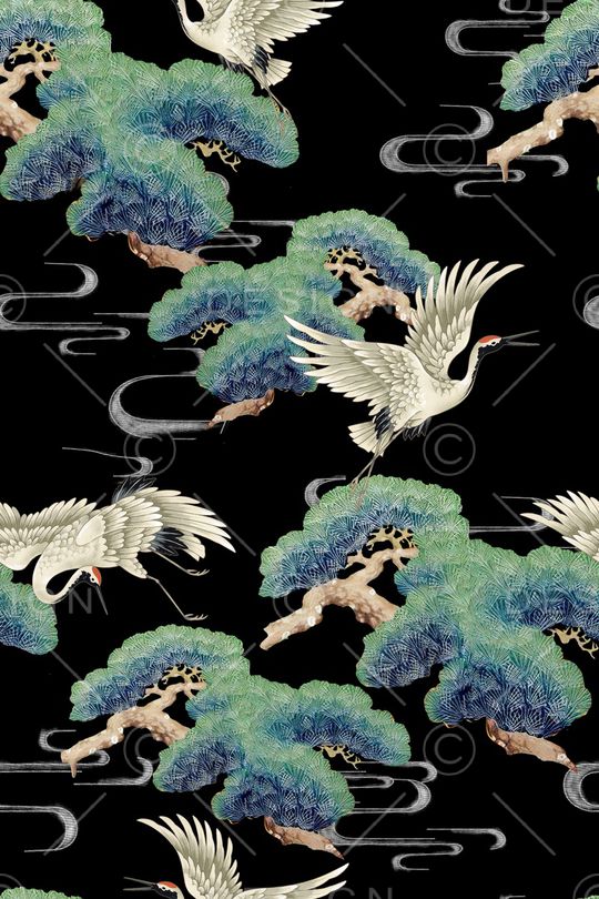 仙鹤印花华亿平台图片