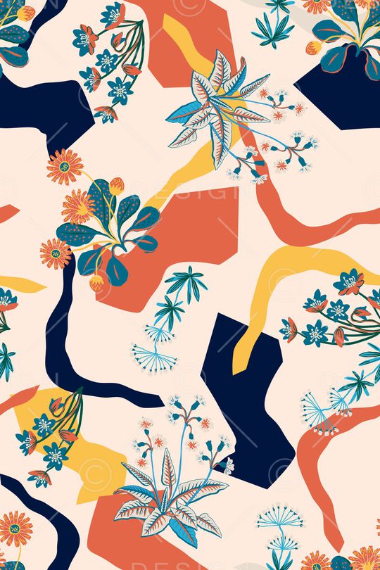 几何花卉印花华亿平台图片