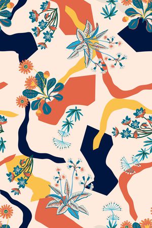 几何花卉印花华亿平台图片