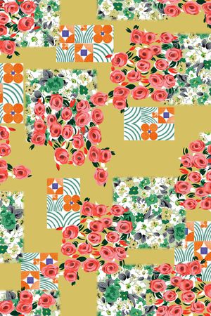 几何花卉印花华亿平台图片