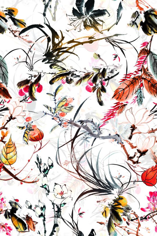 水墨风印花华亿平台图片