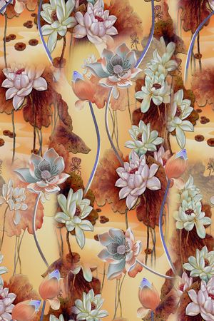 荷花印花华亿平台图片