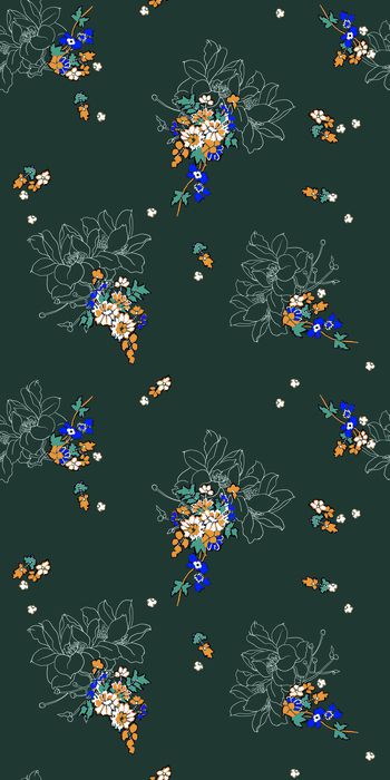 花卉变形印花华亿平台图片