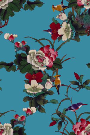 花鸟印花华亿平台图片