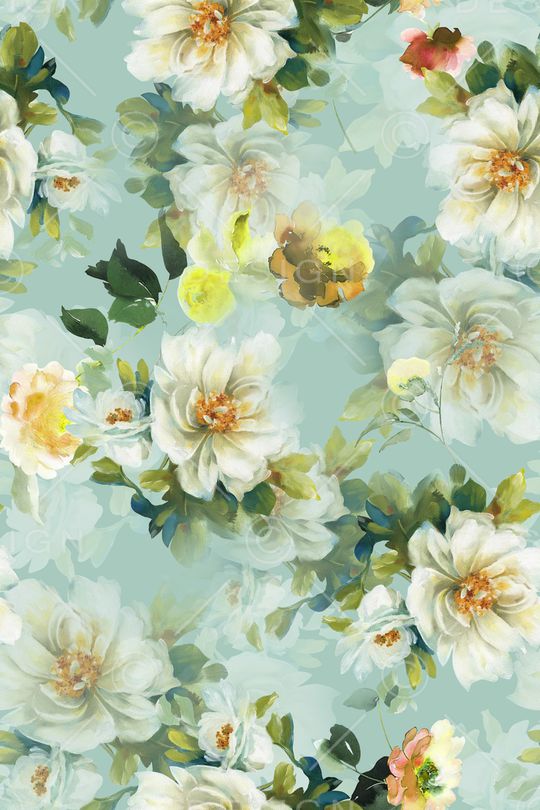 清爽底花卉印花华亿平台图片