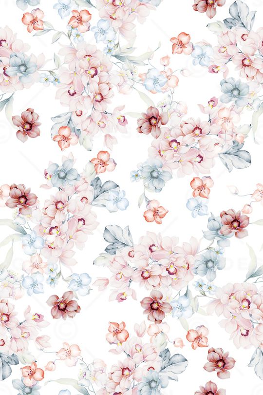 清爽底花卉印花华亿平台图片