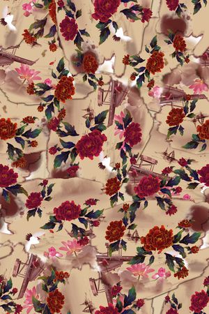 中国风花卉印花华亿平台图片