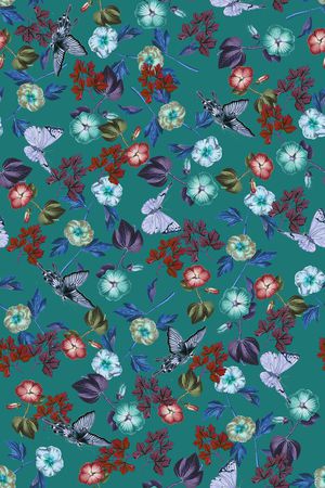 花卉蝴蝶印花华亿平台图片