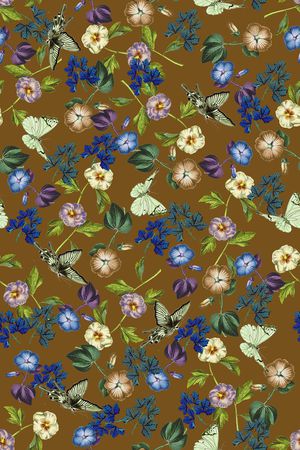 花卉蝴蝶印花华亿平台图片