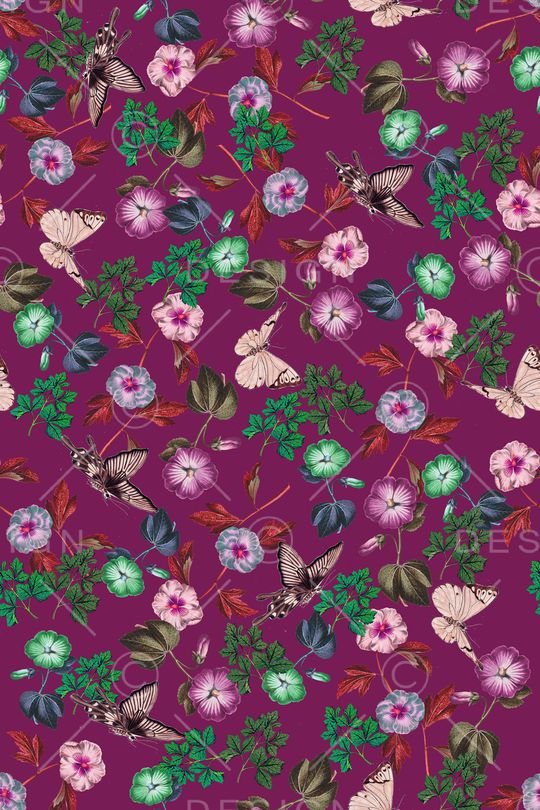 花卉蝴蝶印花华亿平台图片