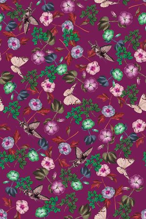 花卉蝴蝶印花华亿平台图片