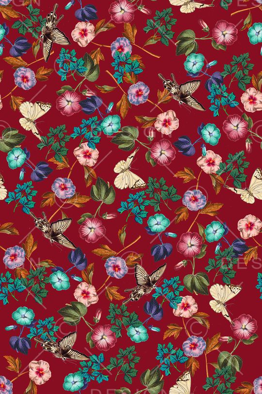 花卉蝴蝶印花华亿平台图片