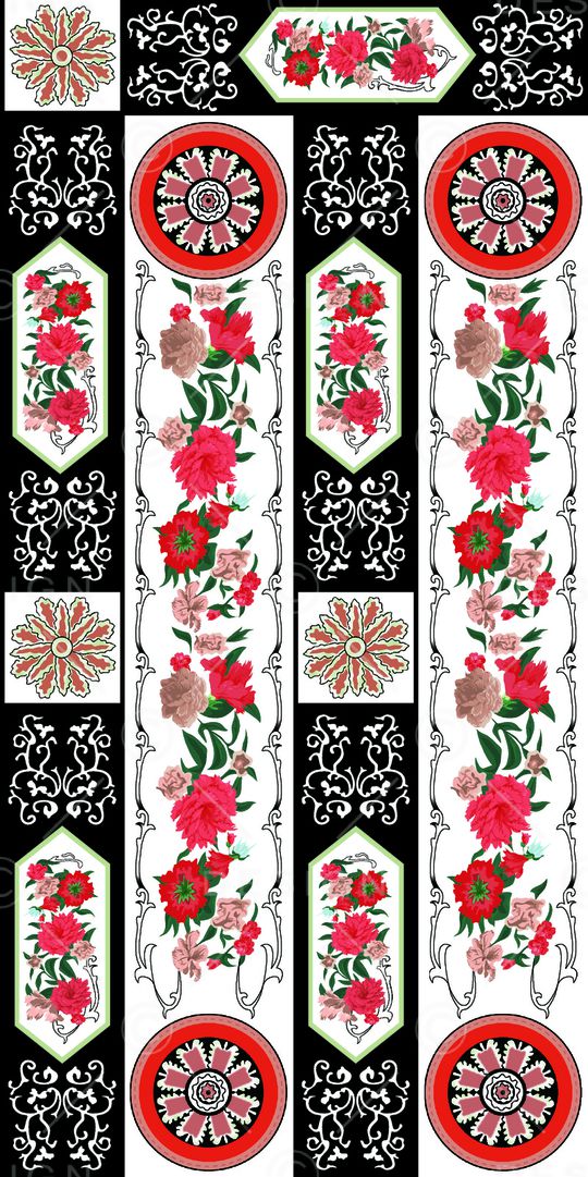 民族花卉印花华亿平台图片