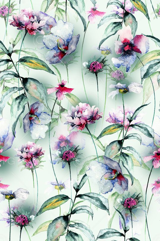 清爽底花卉印花华亿平台图片