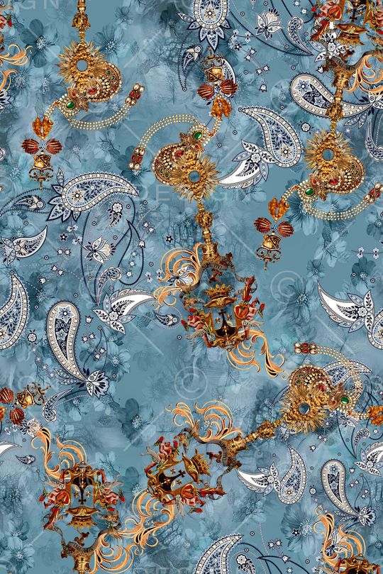 几何花卉印花华亿平台图片