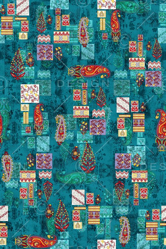 几何花卉印花华亿平台图片