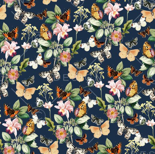 花卉蝴蝶印花华亿平台图片