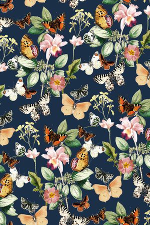 花卉蝴蝶印花华亿平台图片