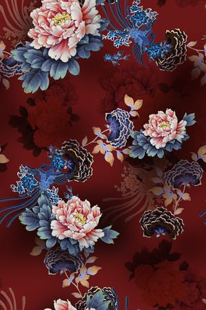 民族花卉印花华亿平台图片