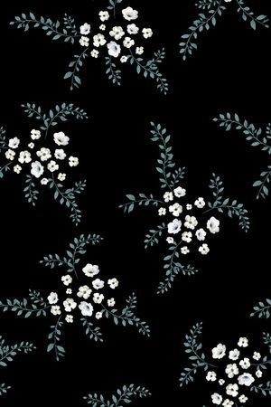 黑底花卉印花华亿平台图片